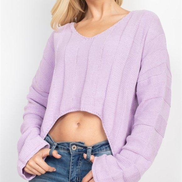 PURPLE knit Long Sleeve Sweater - Picture 6 of 8